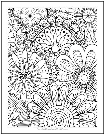 Psychedelic flowers coloring page print it free