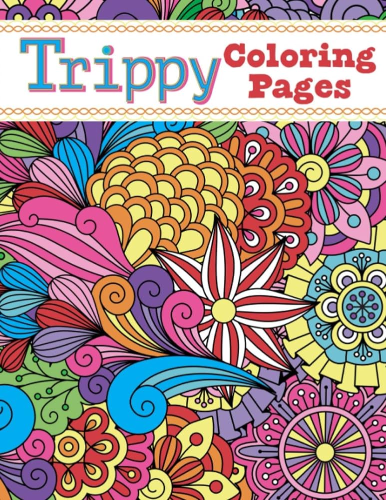 Trippy coloring pages colouring book for adults