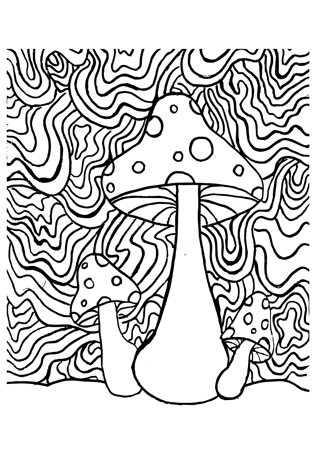 Free printable psychedelic mushrooms coloring page sheet and picture for adults and kids girls and boys