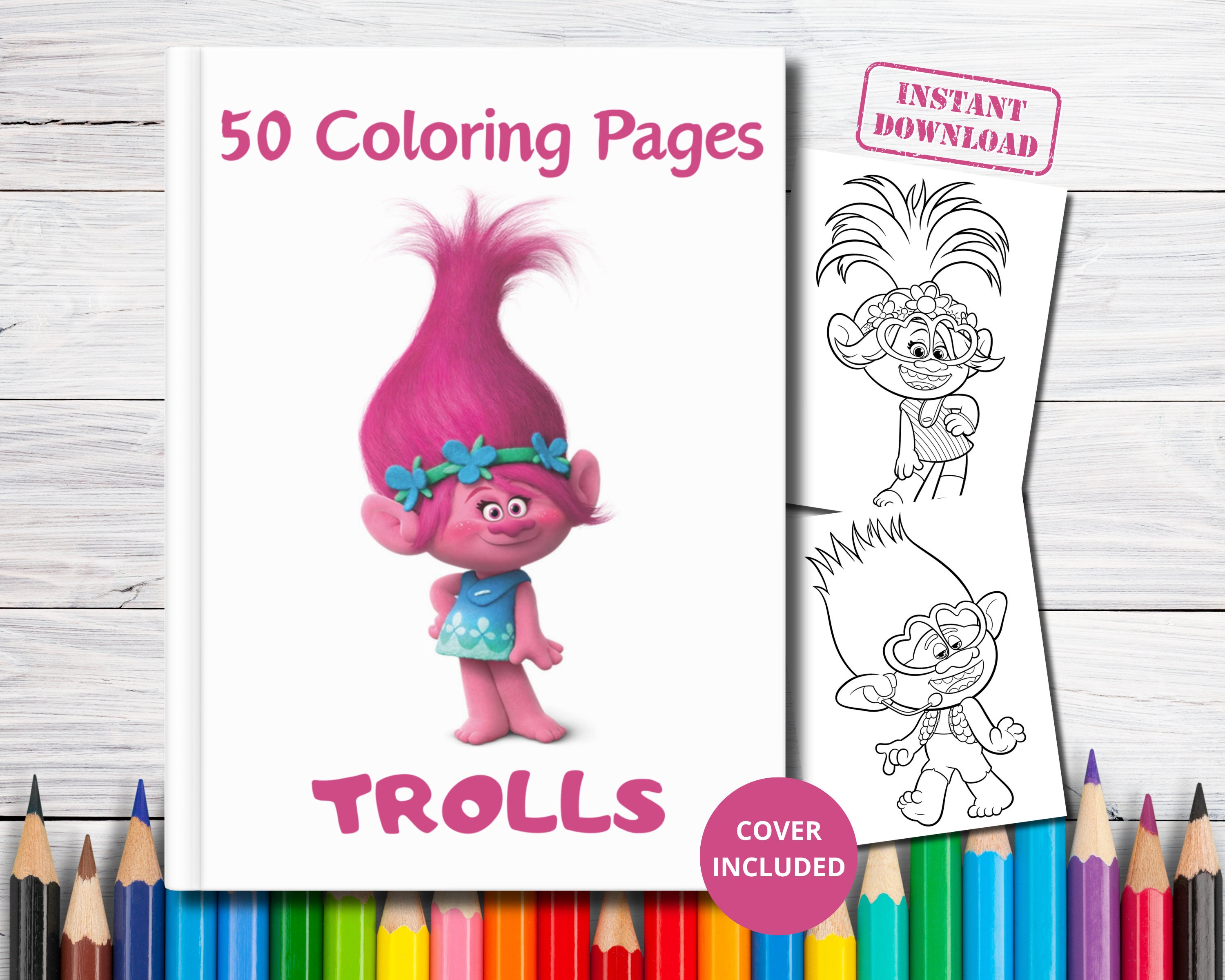 Trolls coloring pages cartoon coloring pages for kids coloring pages printable coloring sheets activities for kids instant download