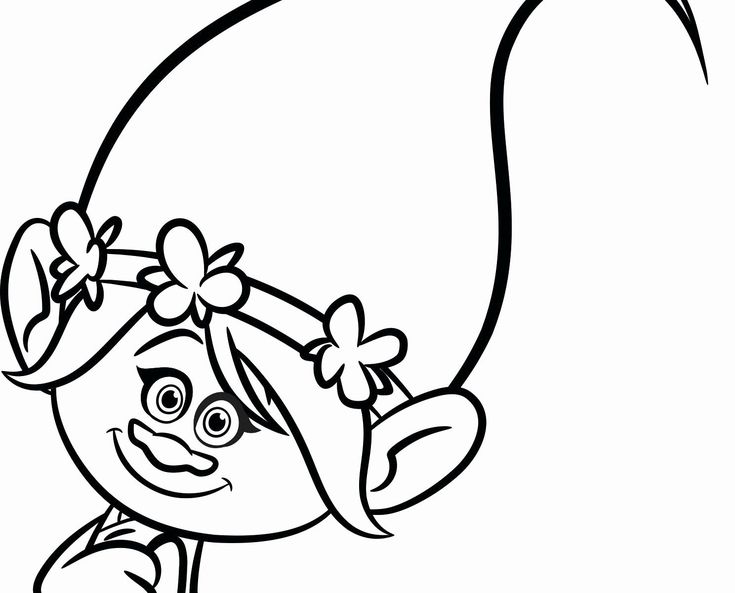Marvelous image of poppy troll coloring page