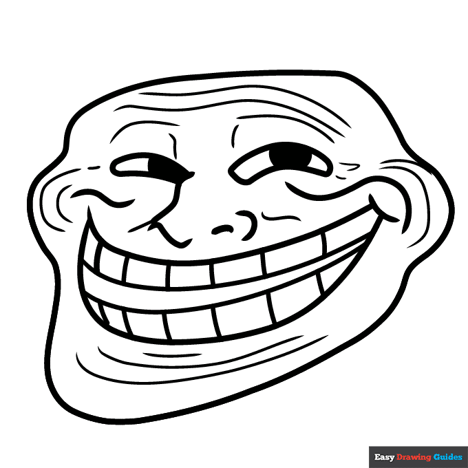 Troll face coloring page easy drawing guides