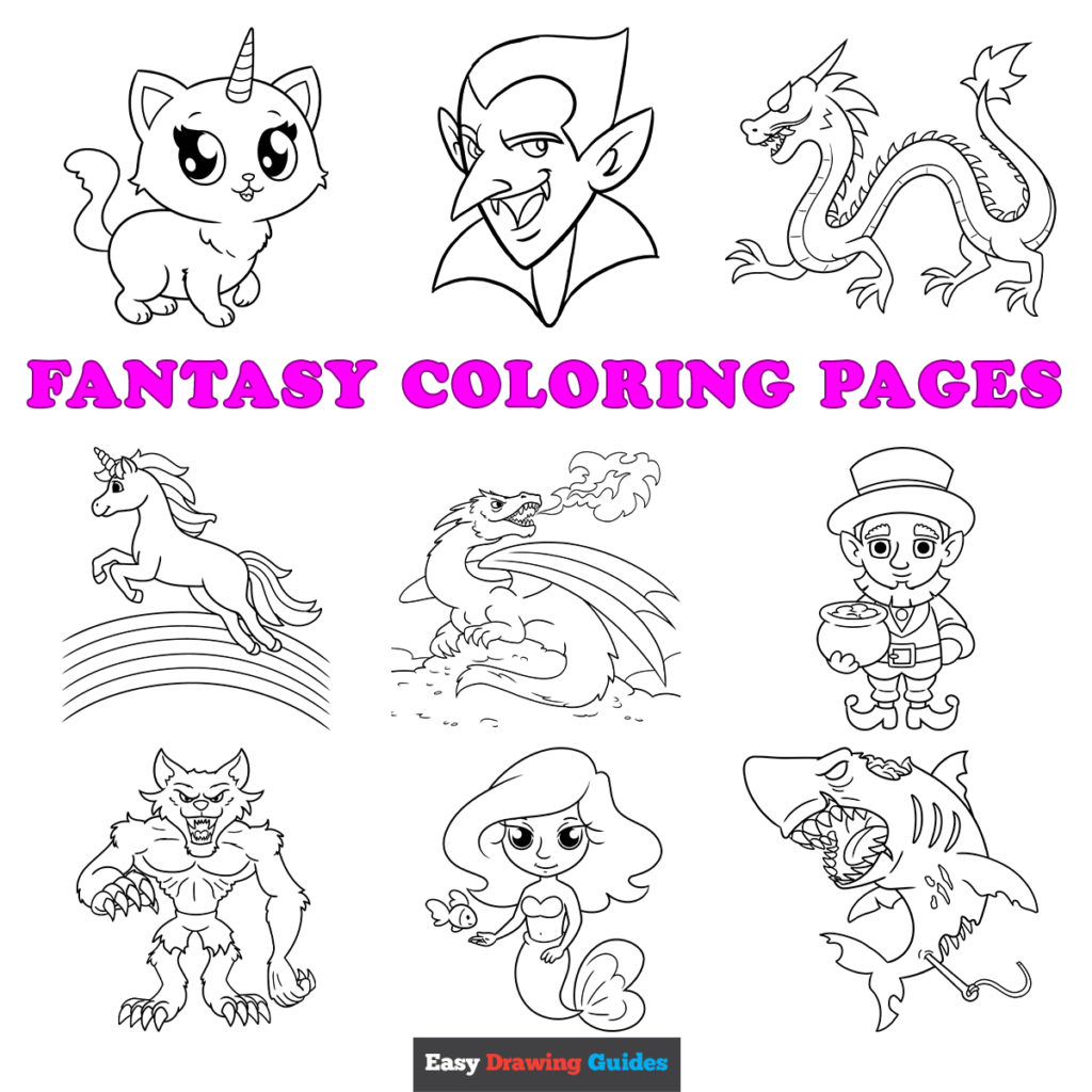 Free printable fantasy coloring pages for kids