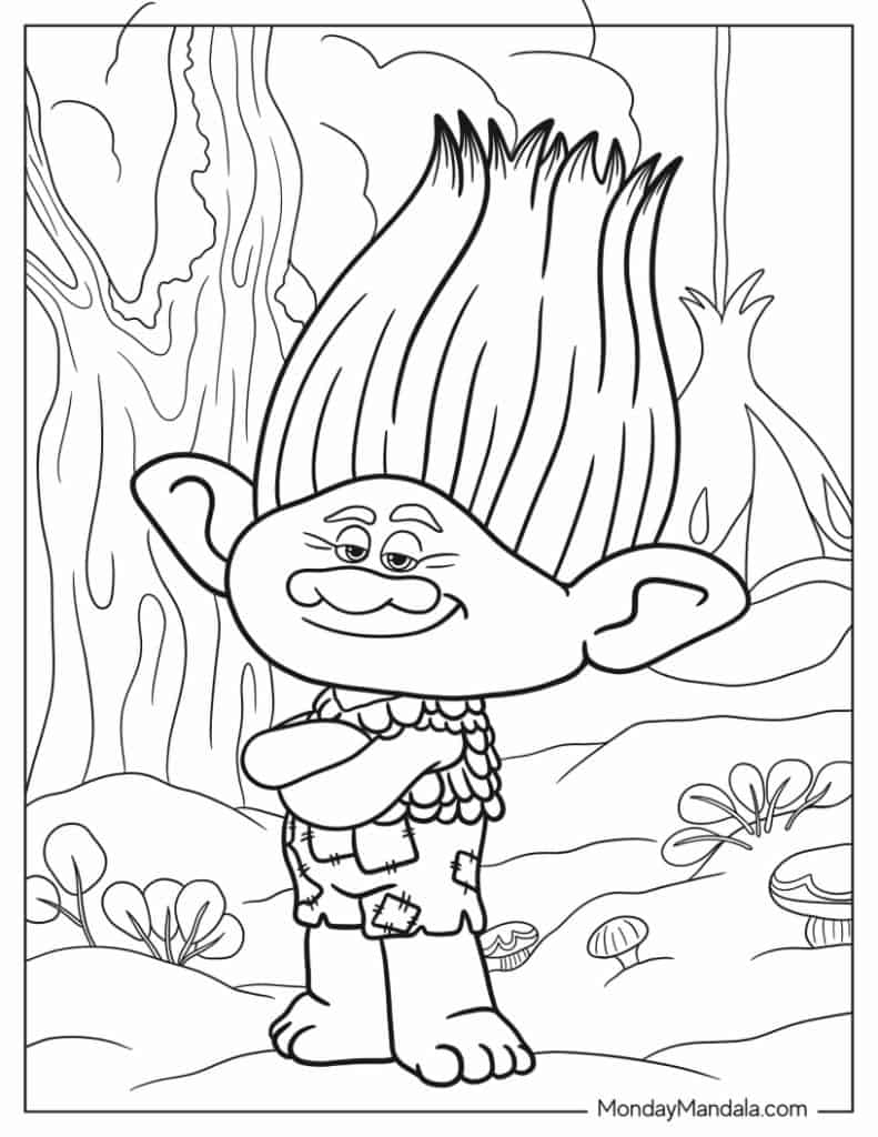 Trolls coloring pages free pdf printables