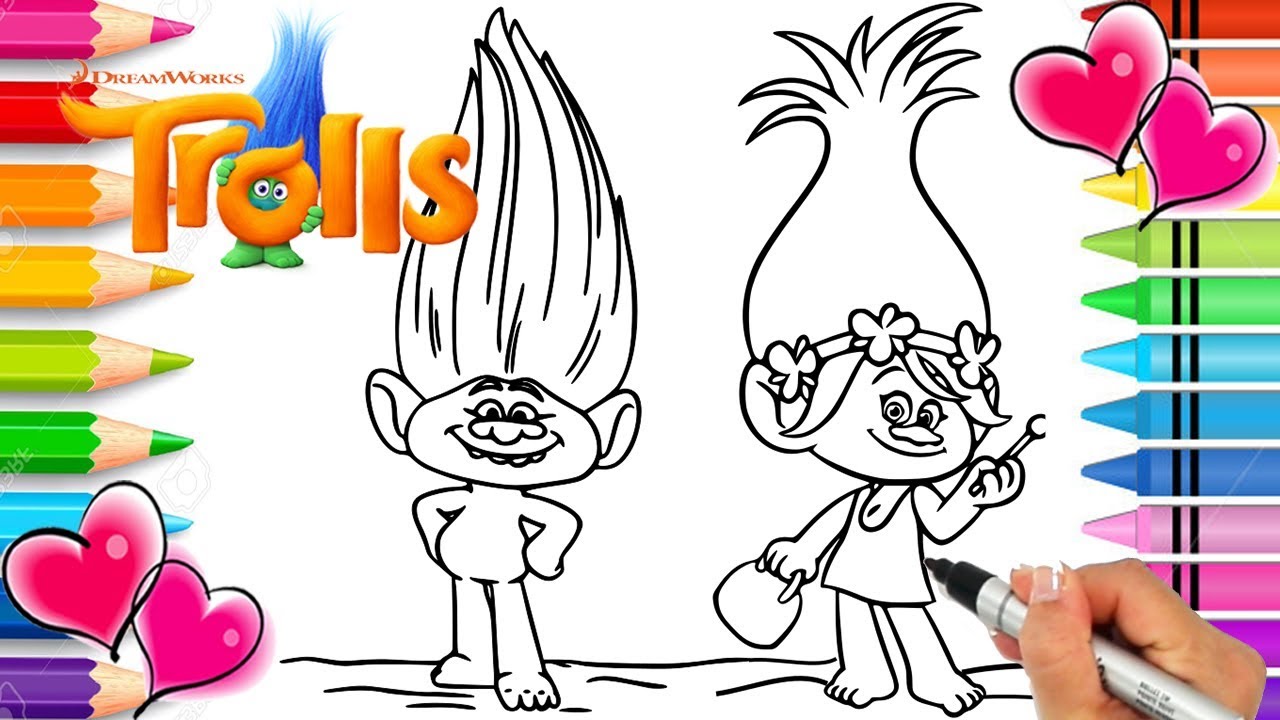 Trolls guy diamond and poppy coloring page printable trolls coloring pages trolls coloring book