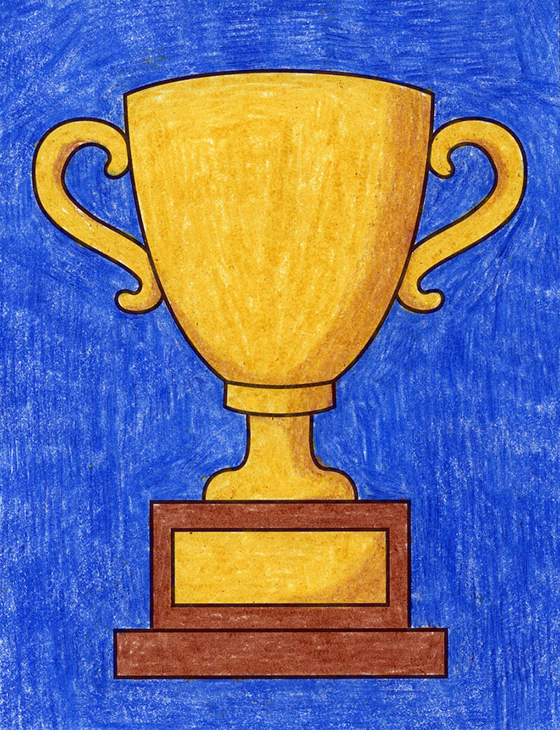 Easy how to draw trophy tutorial and trophy coloring page