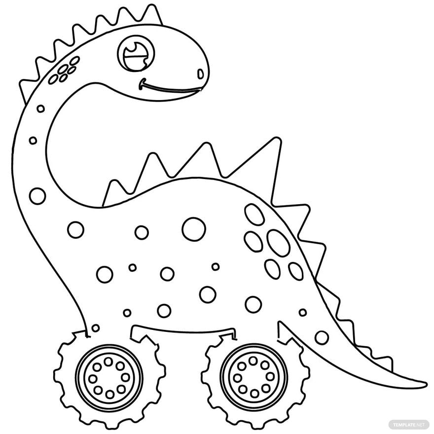 Free dinosaur truck coloring page