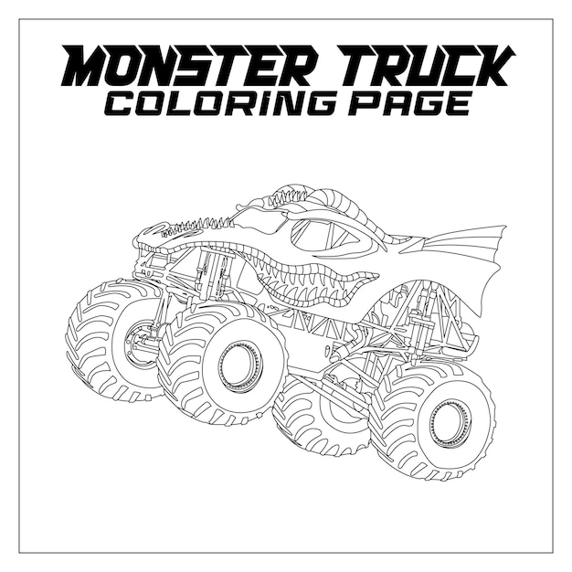 Premium vector monster truck coloring page for all ages