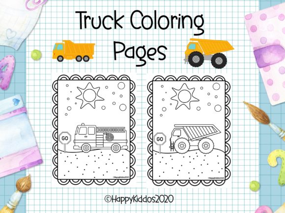 Truck coloring book pages for kids made by teachers