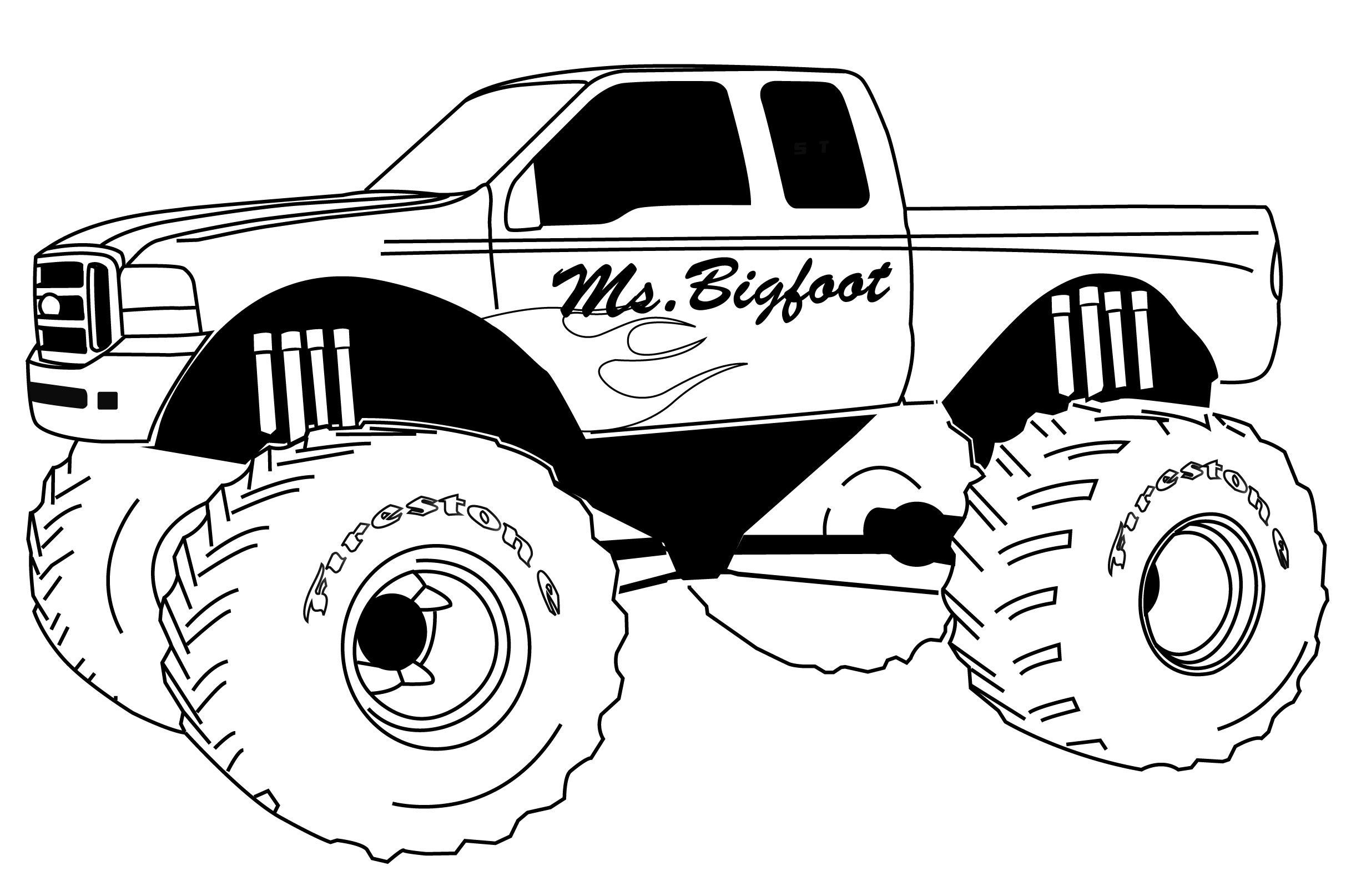 Free printable monster truck coloring pages for kids