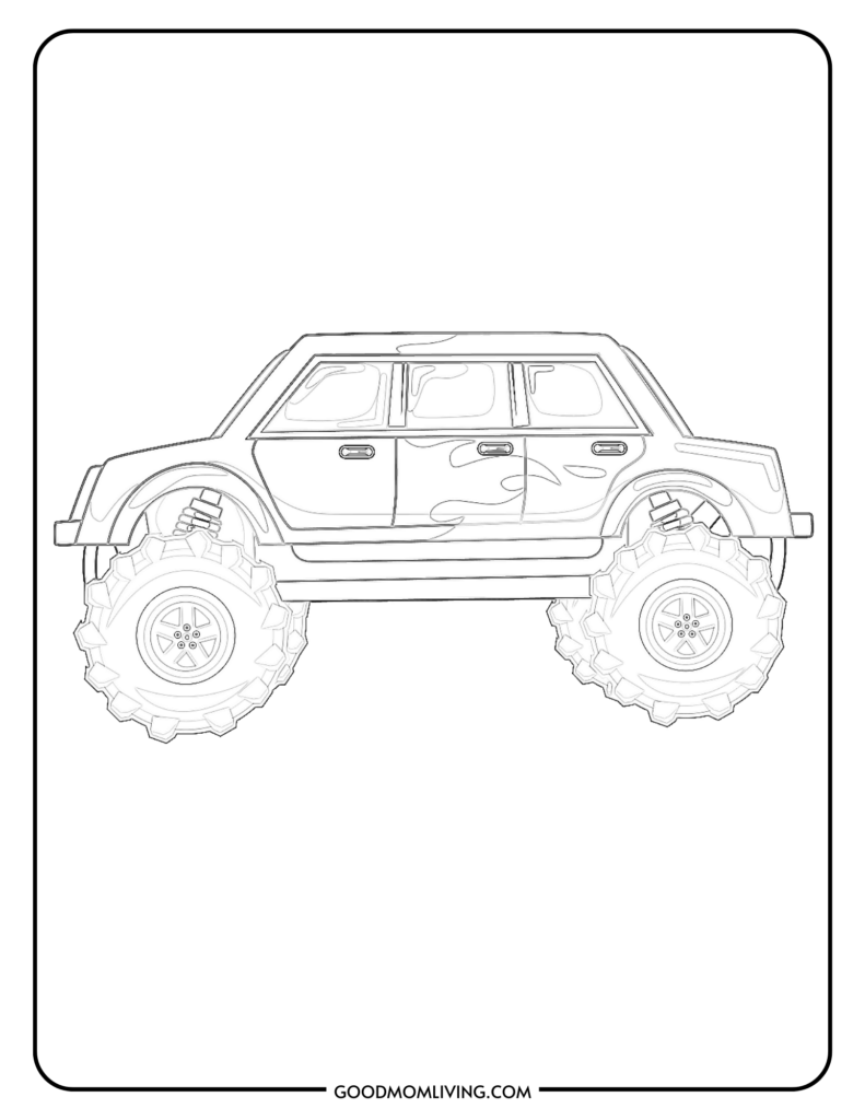 Free printable monster truck coloring pages for kids