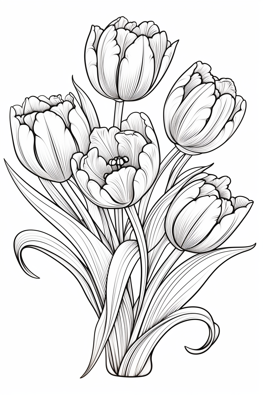 Tulip flowers coloring book for children coloring pages