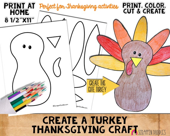 Thanksgiving turkey craft printable turkey paper craft kids thanksgiving coloring page printable pdf