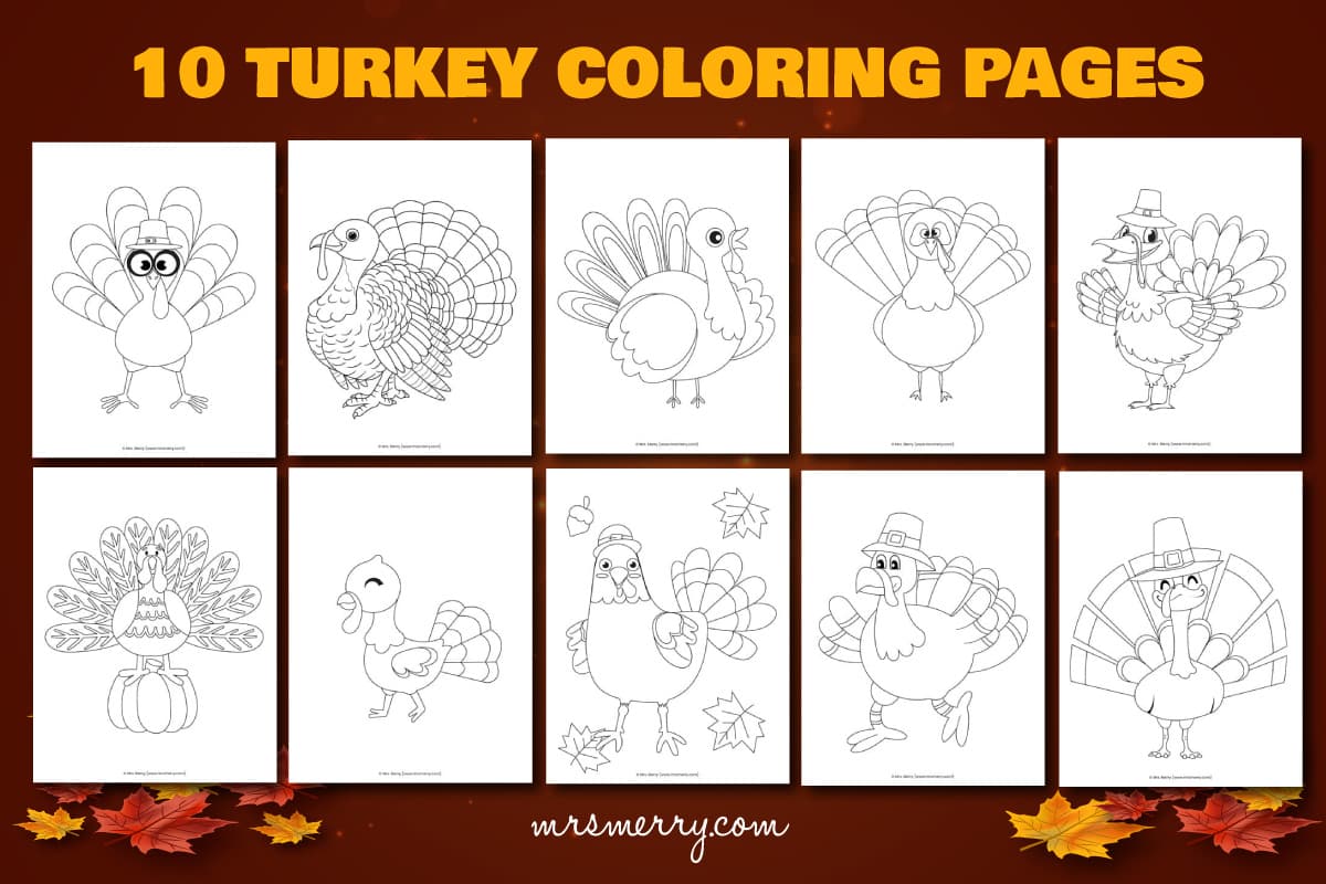 Free terrific turkey coloring pages for kids mrs merry