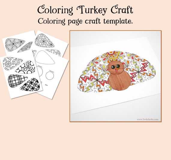 Turkey printable craft thanksgiving printable turkey coloring page thanksgiving coloring activity coloring kit printable craft kit