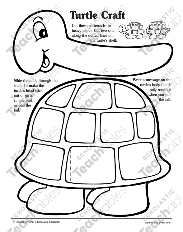 Turtle craft printable arts and crafts skills sheets