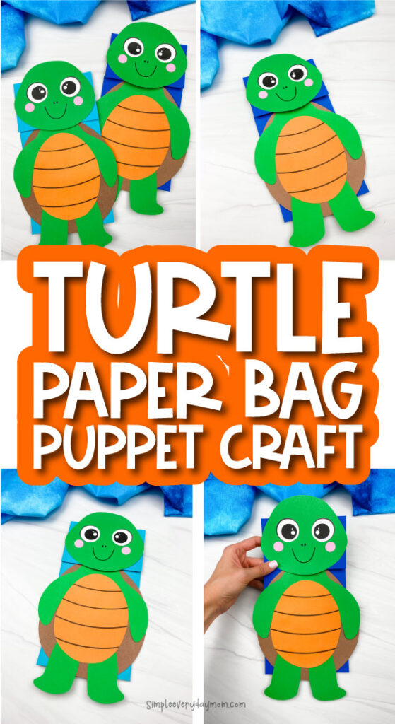 Turtle paper bag puppet craft free template