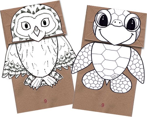 Origami n stuff kids crafts paper bag puppets owl and turtle