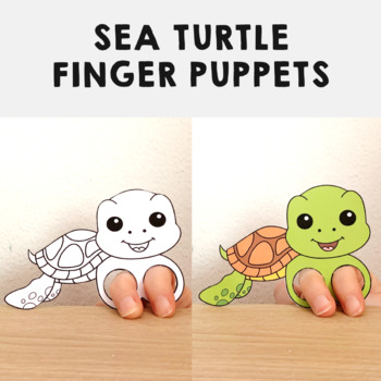 Sea turtle finger puppet printable ocean animal coloring paper craft activity