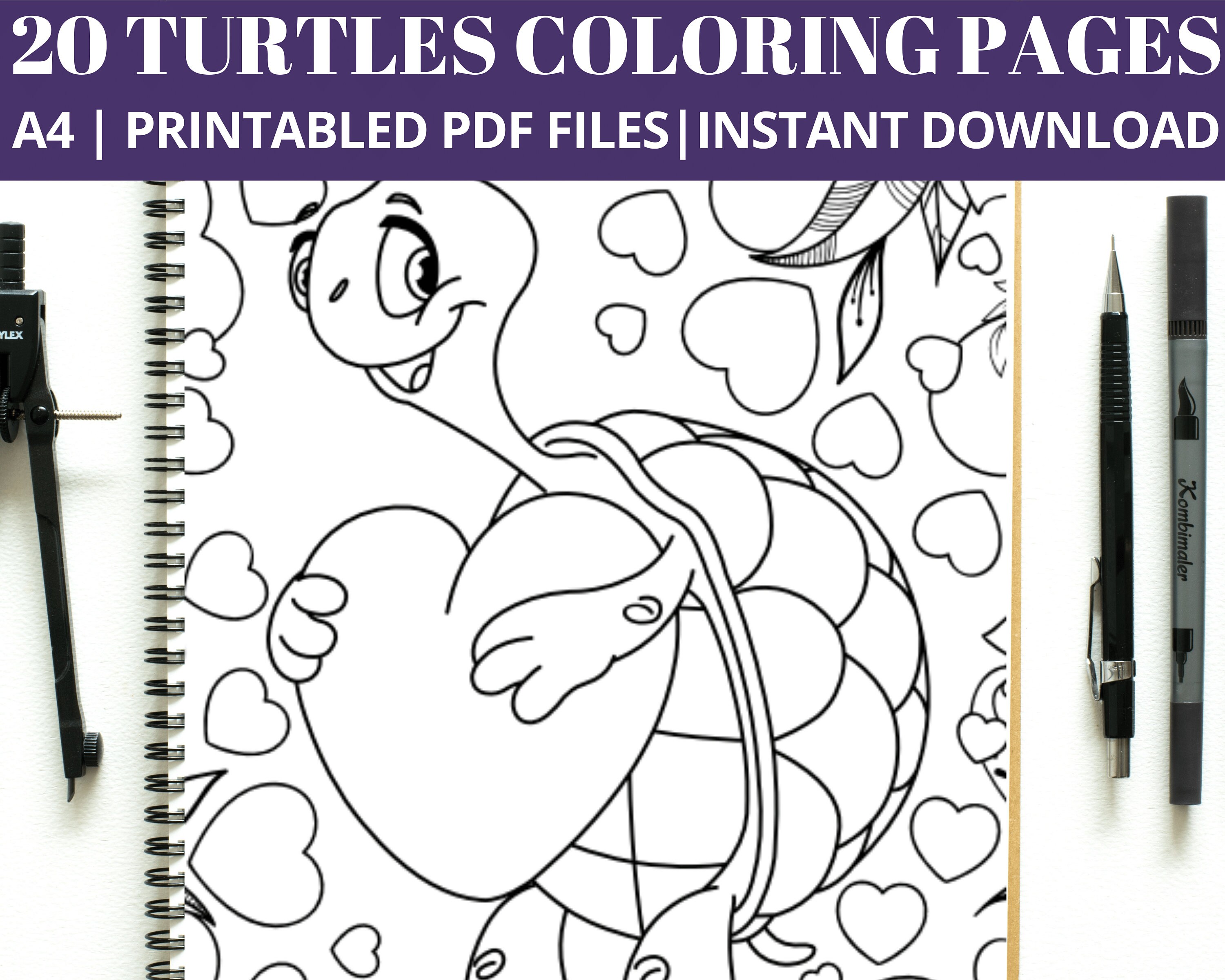 Turtle coloring page printable pages cute turtles