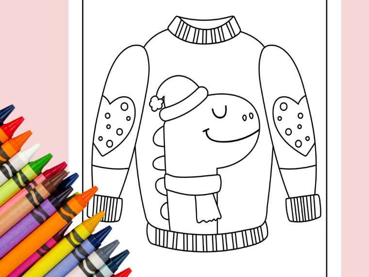 Free printable ugly christmas sweater coloring pages