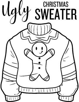 Ugly christmas sweater printable coloring pages by henrycreated tpt