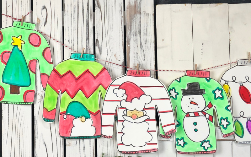 Printable ugly sweater coloring page