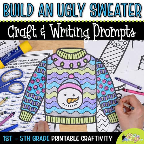 Ugly sweater coloring craft â template writing activities