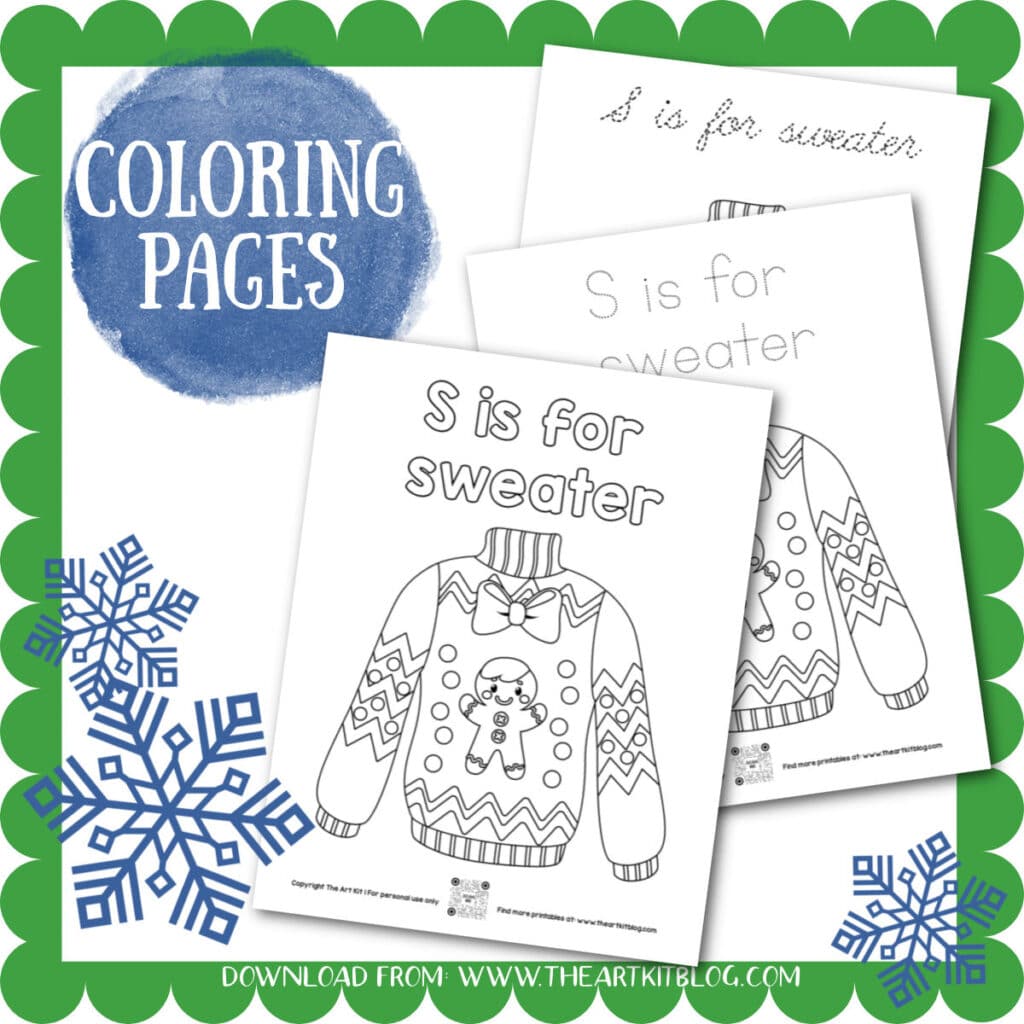 Christmas sweater coloring pages free homeschool deals