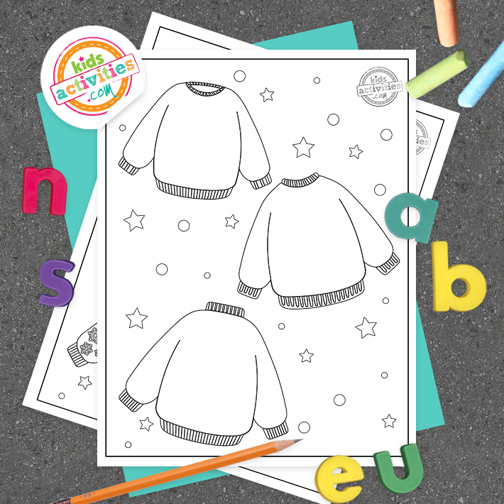 Festive ugly christmas sweater coloring pages kids activities blog