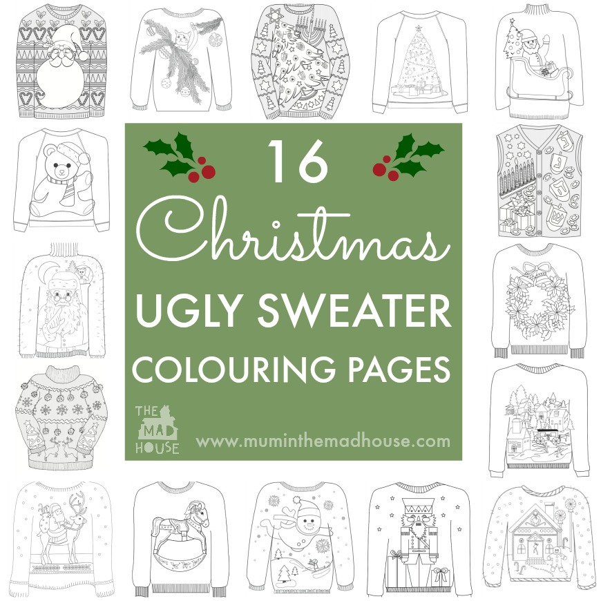 Ugly christmas sweater colouring pages mum in the madhouse