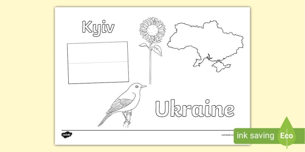 Ukraine colouring page teacher made