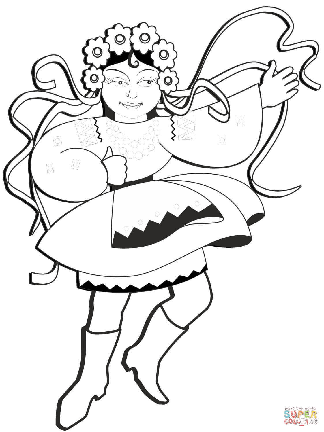 Ukrainian dancing woman coloring page free printable coloring pages