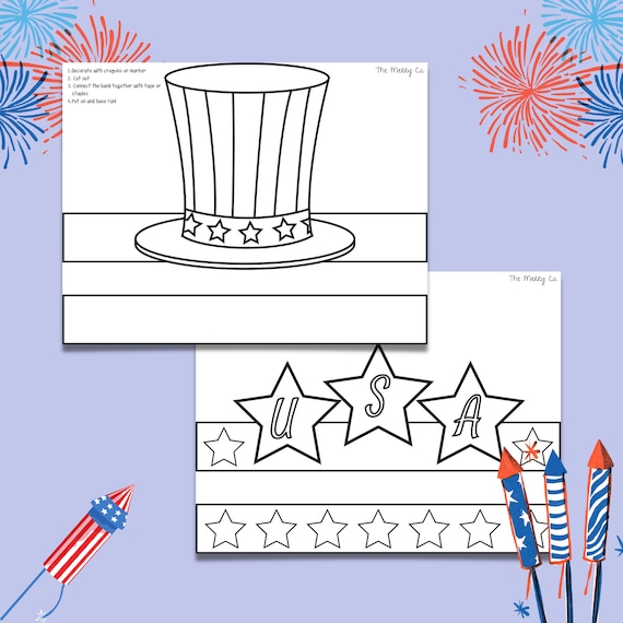 Th of july craft for kids uncle sam hat independence day printable activity usa coloring page fourth of july printable usa paper craft