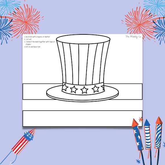 Th of july craft for kids uncle sam hat independence day printable activity usa coloring page fourth of july printable usa paper craft