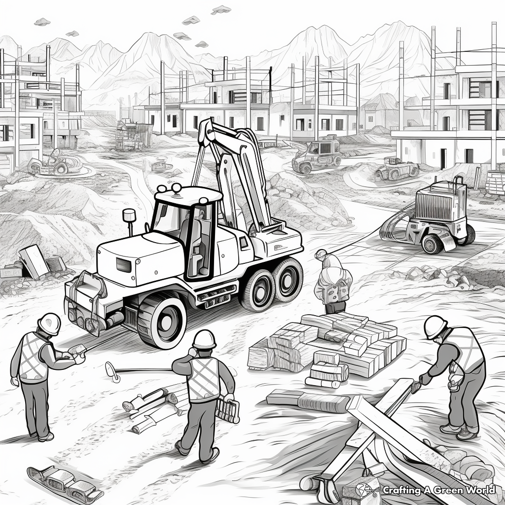 Construction site coloring pages