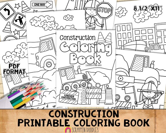 Construction coloring book kids coloring pages printable pdf