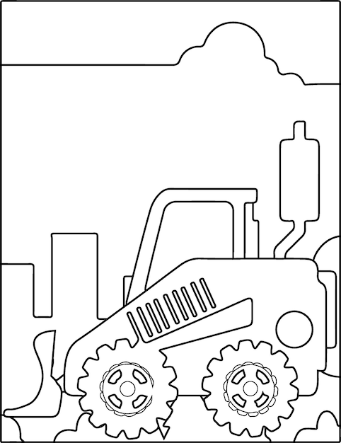 Premium vector construction vehicles coloring page for kids