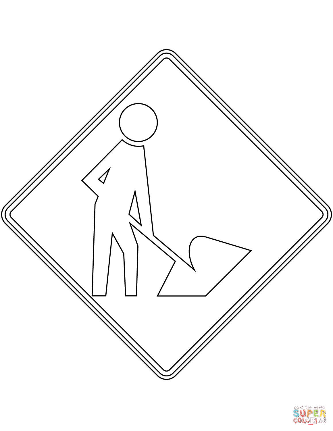 Quotworkers in road aheadquot sign in the usa coloring page free printable coloring pages