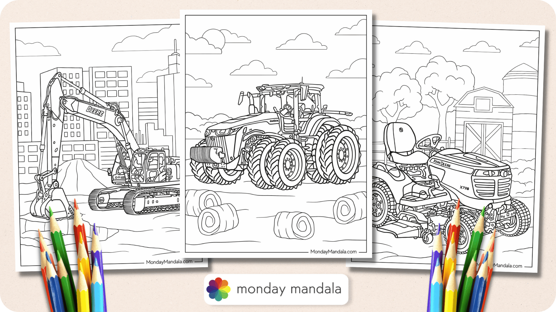 John deere coloring pages free pdf printables