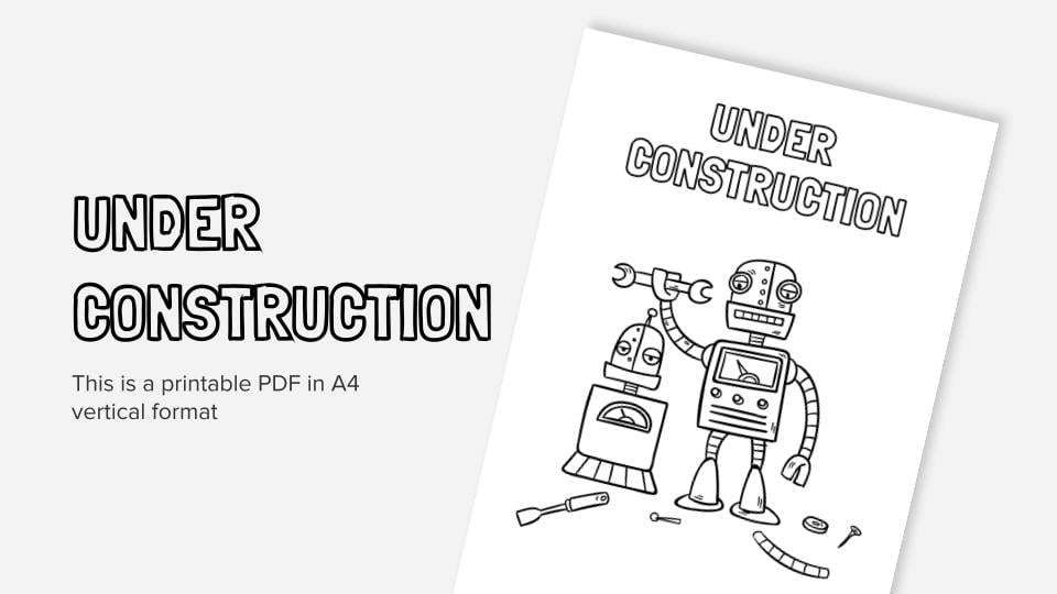 Under construction printable coloring worksheet