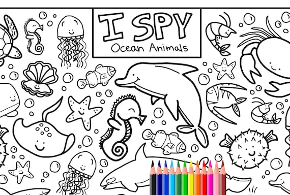 I spy ocean animals coloring page printable download colouring page kids search activity printout cute cartoons sea creature doodles