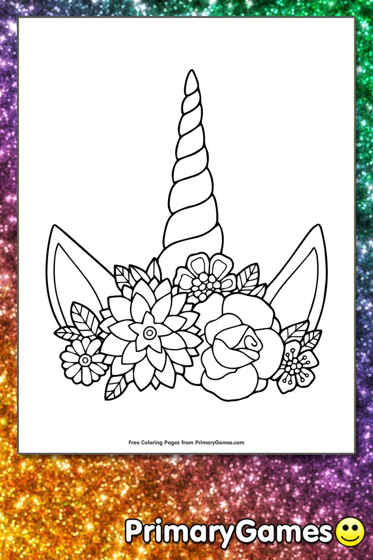 Unicorn horn and flowers coloring page â free printable ebook unicorn pictures to color flower coloring pages coloring pages