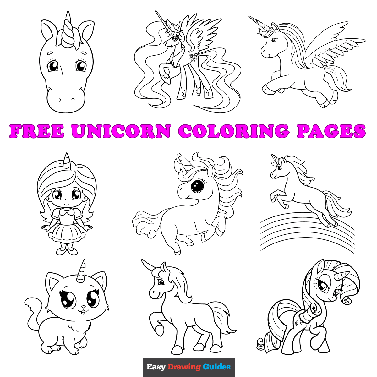 Free printable unicorn coloring pages for kids