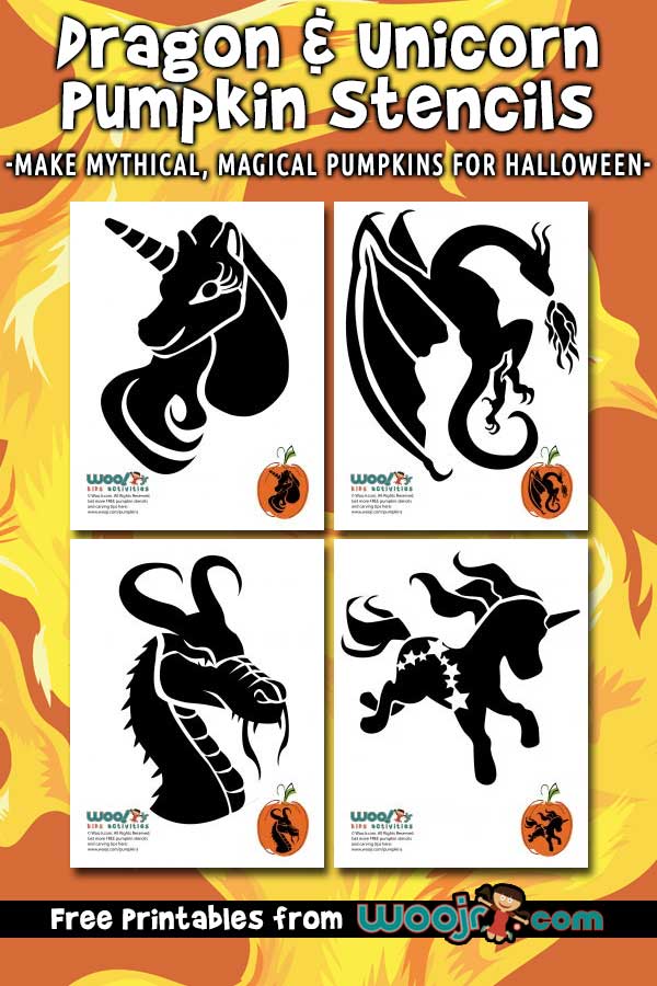 Dragon and unicorn pumpkin stencils woo jr kids activities childrens publishing