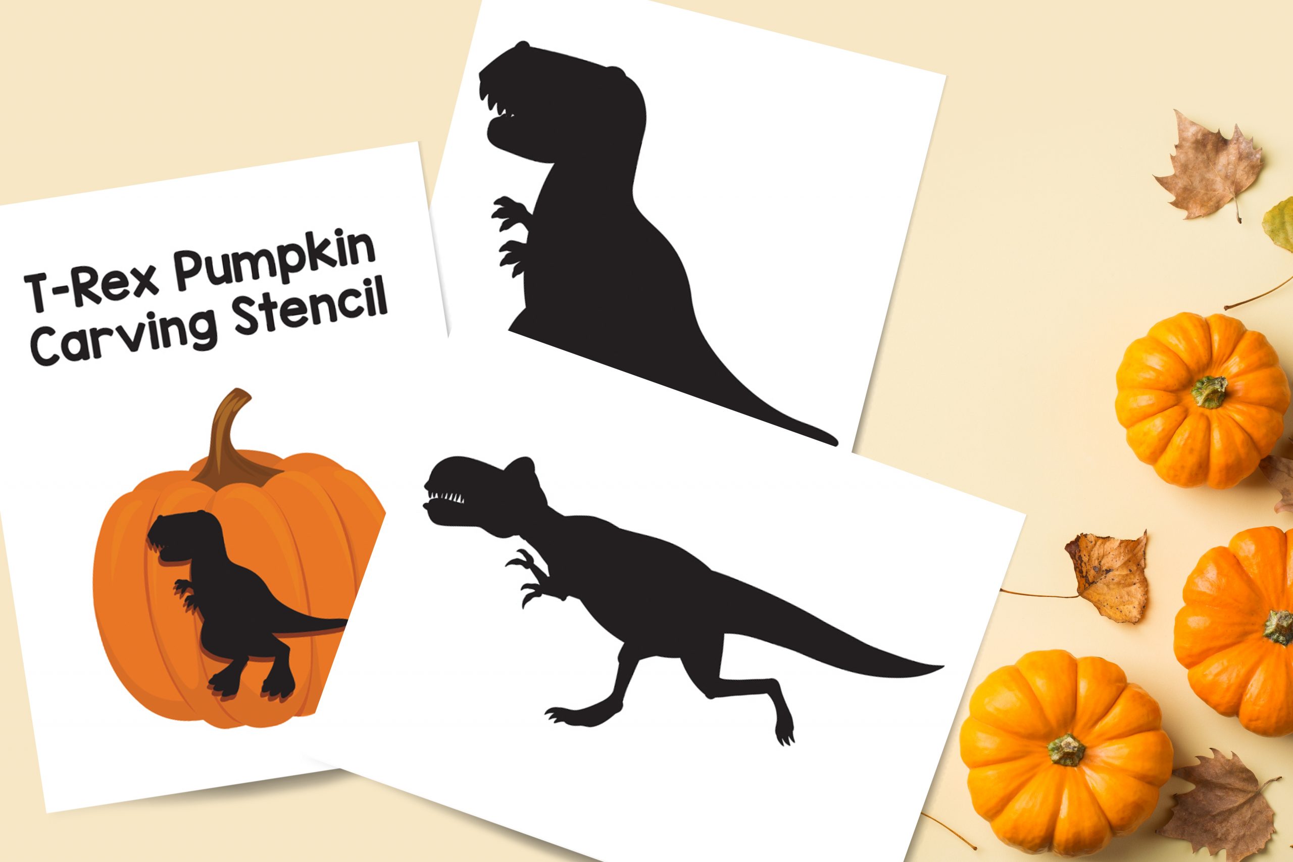 Printable dinosaur pumpkin carving stencil