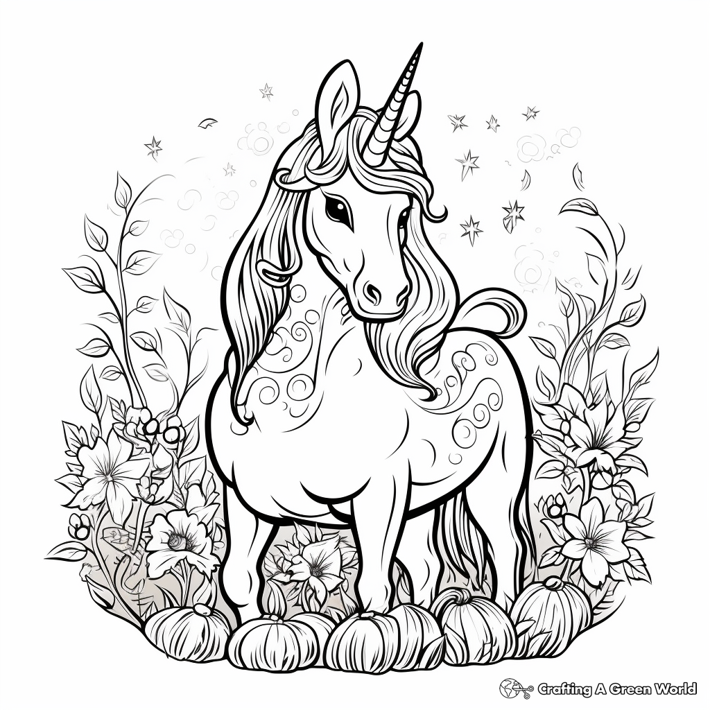 Unicorn pumpkin coloring pages