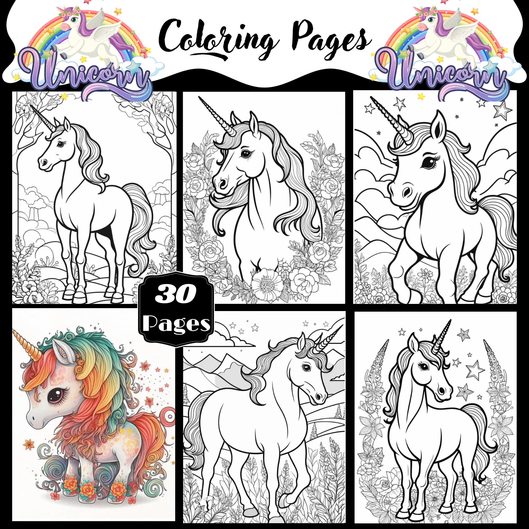 Unicorn coloring pages made by teachers