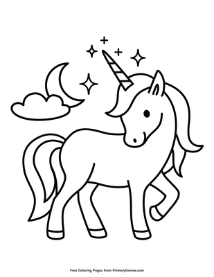 Unicorn with the moon coloring page â free printable pdf from