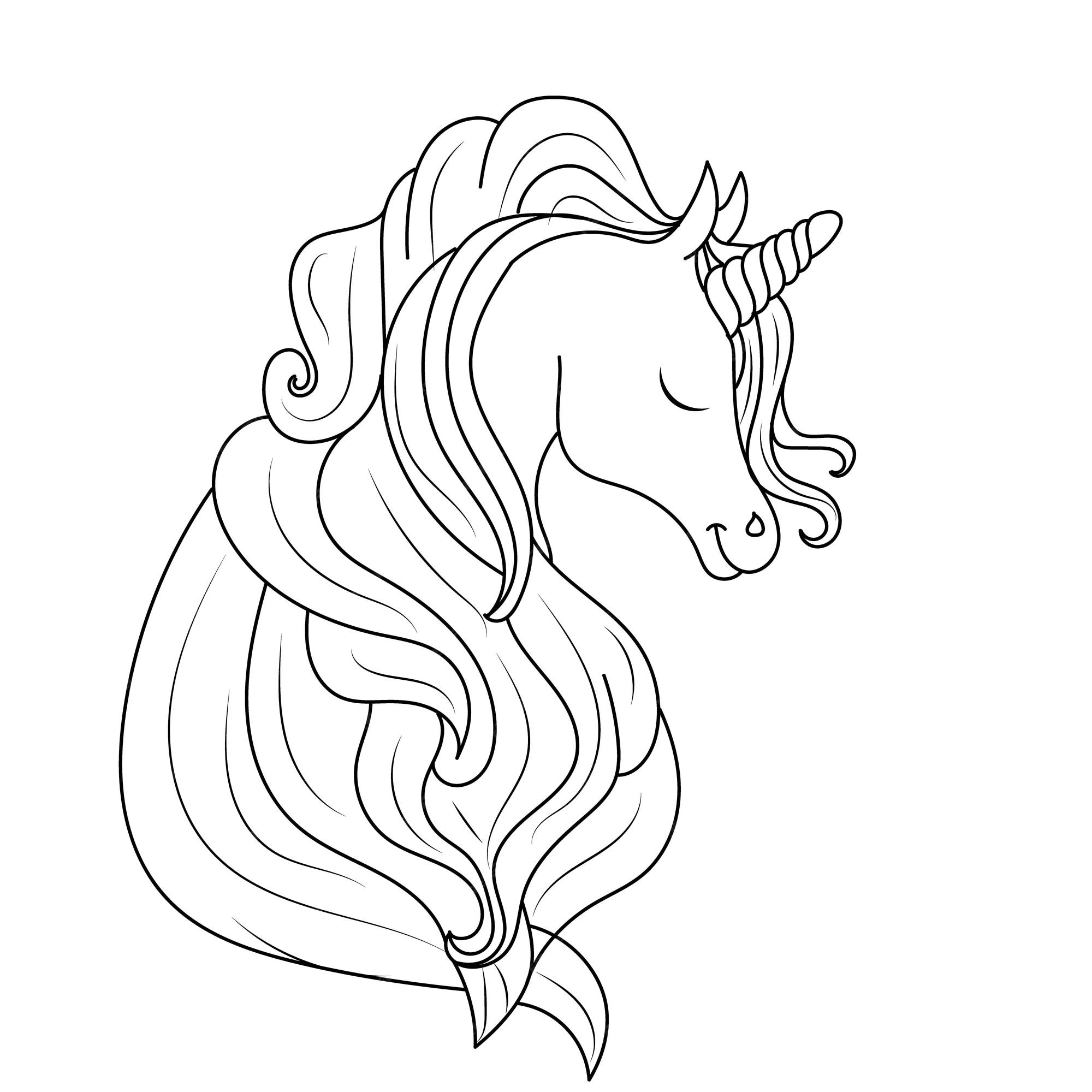 Premium vector unicorn kids line art coloring page vector blank printable design for children